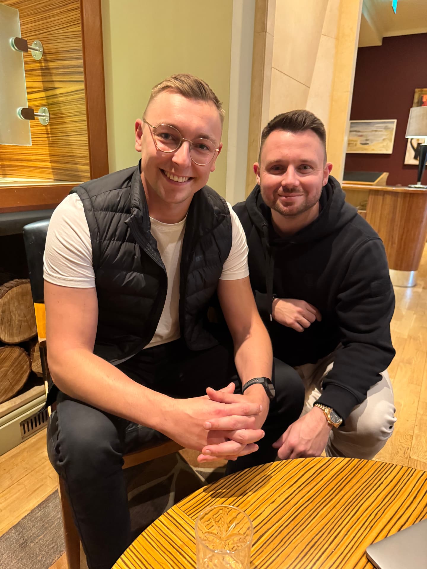 Chris Taylor with a client after a campaign build
